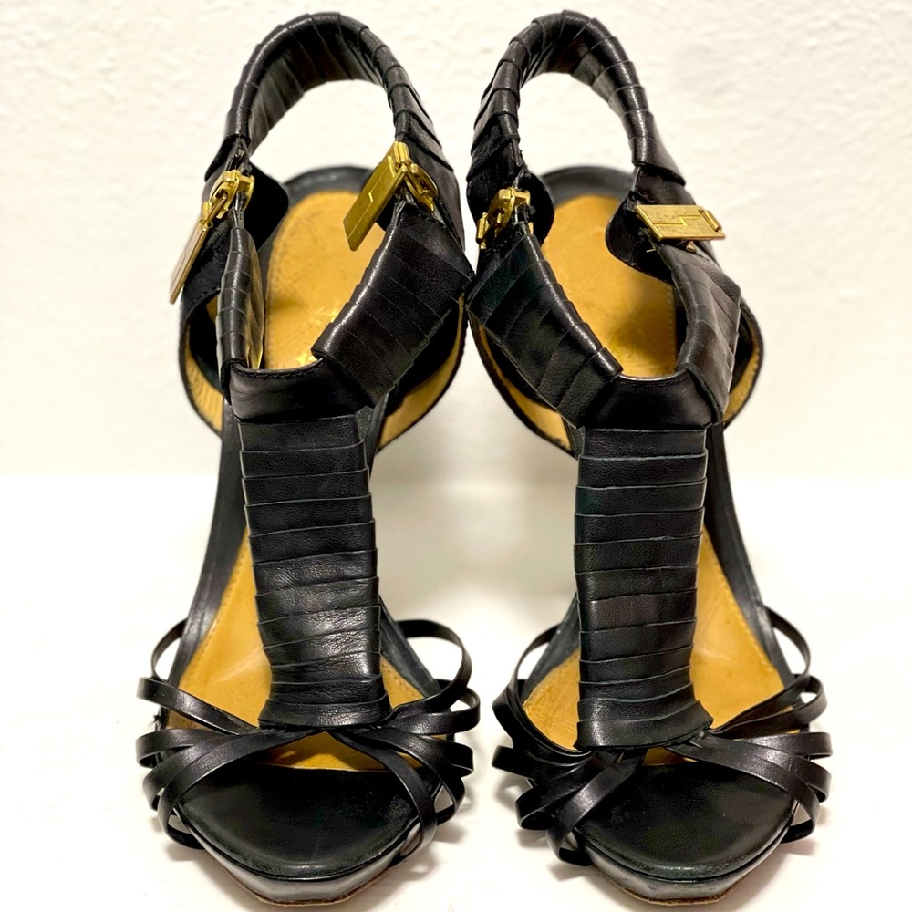 L.A.M.B. Black Strappy High-Heel Sandal